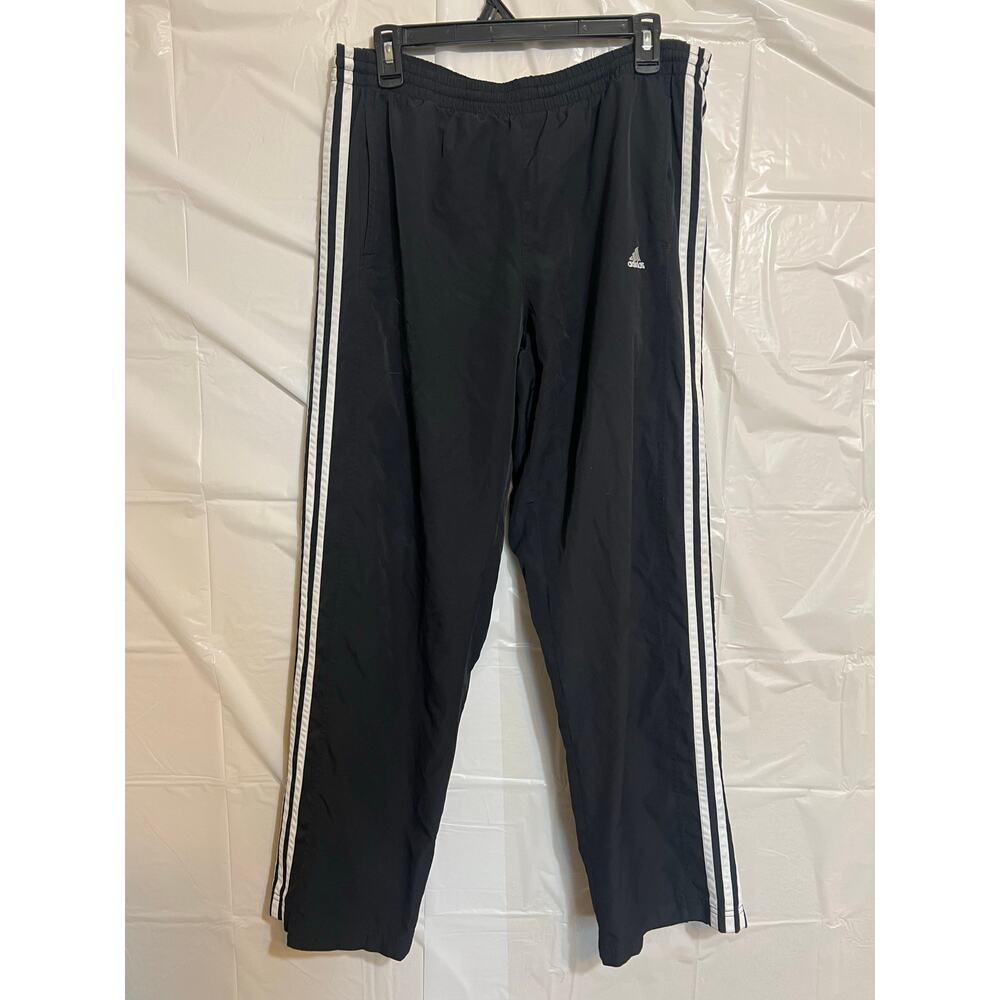 Adidas Vintage Track Pants XL Black 3 Stripe Athletic Training System Joggers